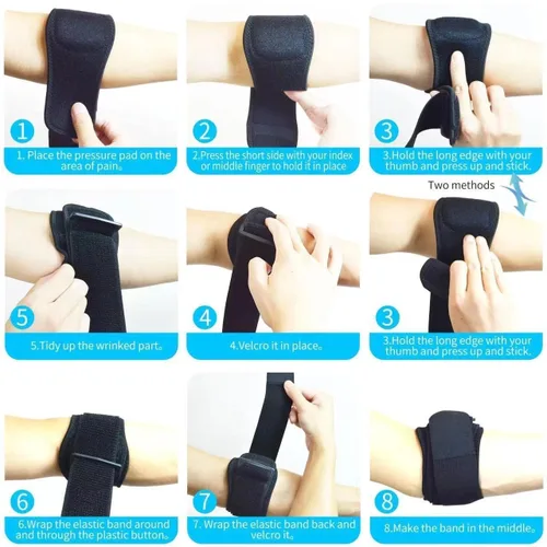 Vista 3 de Protector de antebrazo, codera de tenis para hombres y mujeres, codera de golfista, bandas de apoyos de antebrazo, soporte de codo de golf, alivio