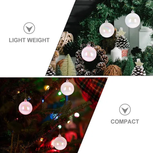 Vista 8 de ABOOFAN Bolas de adornos iridiscentes de Navidad de 3.1 in, 12 piezas de plástico para árbol de Navidad, decoración de esferas pequeñas redondas