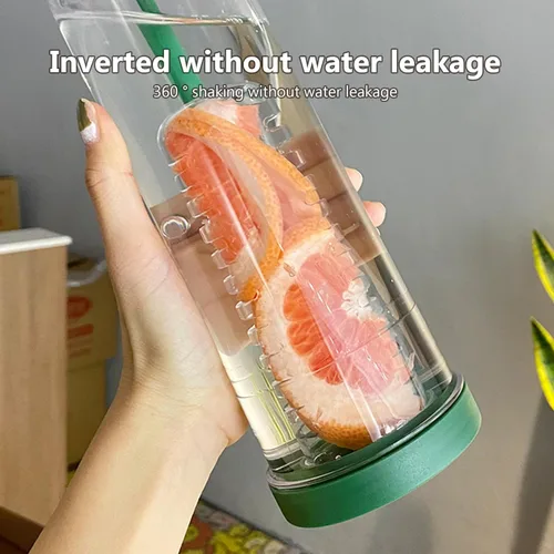Vista 7 de Vasos para beber, vasos, botella de agua con infusor de frutas, infusor a prueba de fugas, botella de agua transparente de 27.1 fl oz con popote