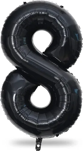 Vista 27 de Globo negro del número 0 para niñas y niños, 40 pulgadas, grande, número 0-9, de papel de aluminio, de Mylar para helio, juego de globos digitales
