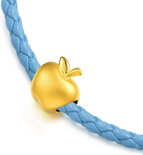 Vista 5 de CHOW SANG SANG 85391C - Pulsera de oro sólido de 24 quilates con dije de manzana para mujer