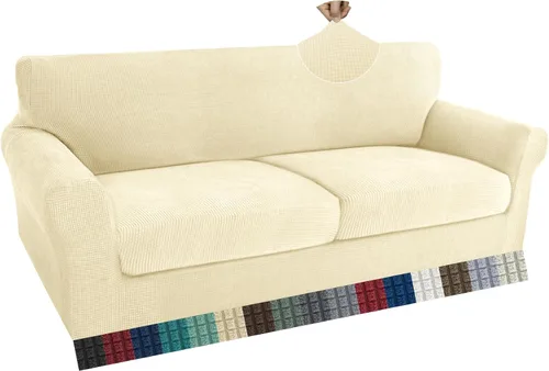 Vista 39 de ZNSAYOTX 2 fundas para sillas con brazos para sala de estar, súper suave, con funda de cojín de asiento, gruesa, duradera, mezcla de elastano, alta