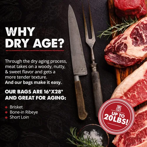 Vista 4 de UMAi Dry Bolsa de envejecimiento para filetes, paquete de 3, bolsas secas para carne, pechuga o hueso hasta 14-20 libras, bolsas para refrigerador