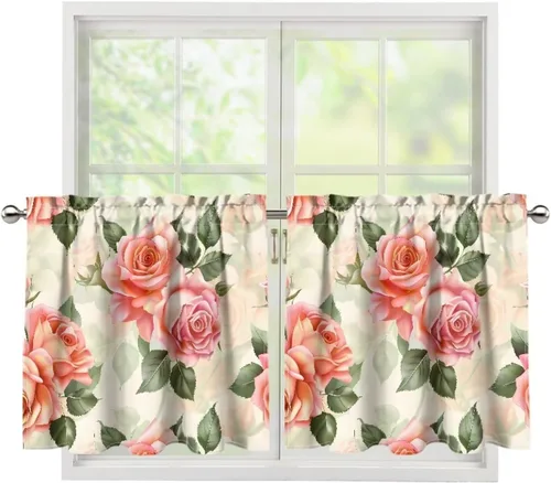 Vista 49 de God Bssing You Tier Curtains for July 4Th 2026 27.5x24 2 Panels Light Filtering Half Window Rod Pocket for Kitchen/Bathroom