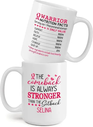 Vista 16 de Taza personalizada para sobrevivientes de cáncer, taza de cáncer de mama, taza de cinta rosa, regalo para sobreviviente de cáncer de mama, taza