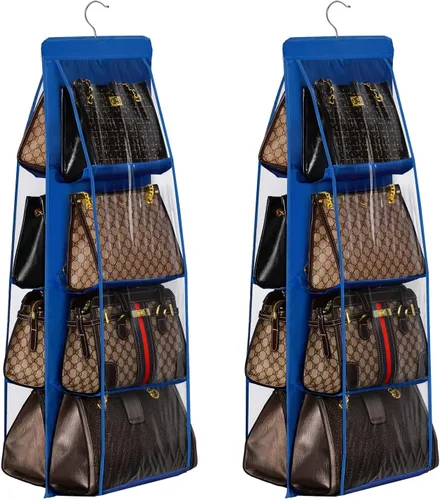 Vista 12 de Lirex Paquete de 2 organizadores de bolsos colgantes para armario, organizador de almacenamiento de 8 bolsillos para colgar bolsos, organizador