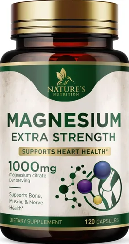 Vista 11 de Citrato de magnesio 1000 mg por porción – Magnesio extra fuerte para huesos, músculos, nervios y apoyo a la salud del corazón, suplemento