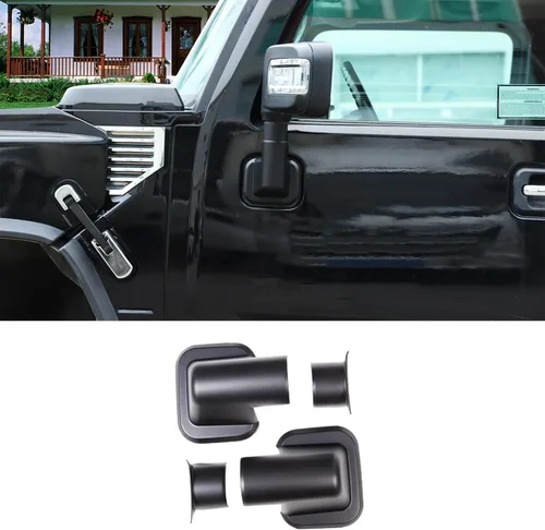 Vista 10 de PIUGILH Compatible con Hummer H2 2003-2002 ABS cubierta de espejo retrovisor lateral de puerta delantera trasera embellecedor base embellecedor