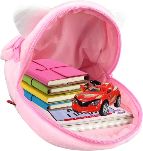 Vista 7 de NICE CHOICE Linda bolsa cruzada para niños pequeños de peluche con dibujos animados, mini bolsa de viaje para bebé niña niño de 2 a 6 años, Mochila