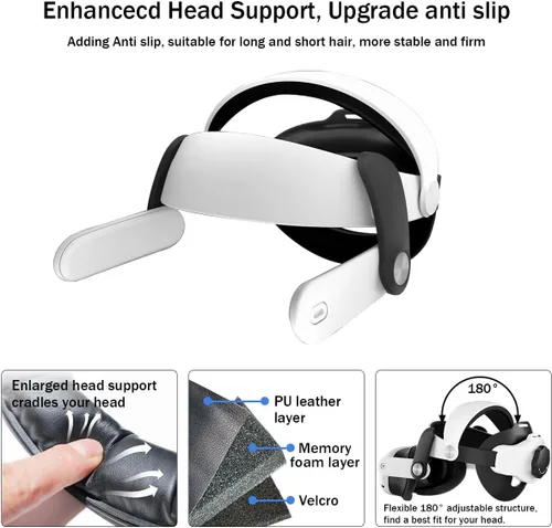 Vista 5 de DIDIMETA Head Strap Compatible with Quest 3 Oculus, Adjustable Elite Strap for Quest 3 Accessories, Enhanced Support and Comfort in VR Headset Strap