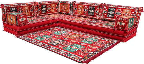 Vista 11 de arabicsofa Cojines de asiento de suelo de esquina con almohadas de respaldo – Juego de sofá modular de suelo estilo boho