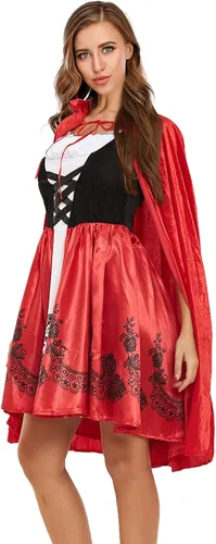 Vista 2 de Disfraz de Caperucita Roja para mujer, disfraz de Halloween, vestido de fiesta de cosplay