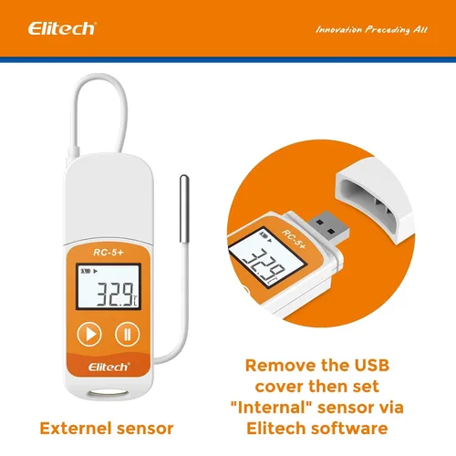 Vista 4 de Elitech RC-5+ TE Digital PDF Registrador de datos de temperatura USB Grabador reutilizable Termómetro refrigerador 32000 puntos de alta precisión