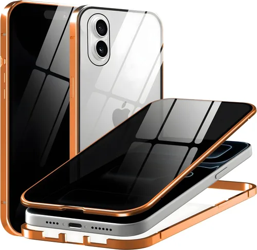 Vista 19 de Funda de privacidad de metal de titanio para iPhone 16, protector de pantalla de privacidad integrado y protector de lente de cámara, adsorción