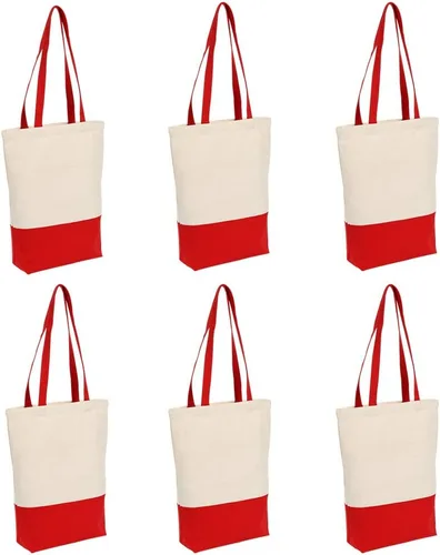 Vista 7 de Azuca Bolsa de lona de algodón resistente de 12 onzas con refuerzo inferior, bolsa de compras para la playa, 17 x 14 x 4 pulgadas, paquete de 6