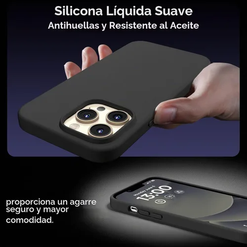 Vista 8 de Funda de silicona para iPhone 13 Pro, funda para teléfono, color Negro