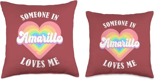 Vista 3 de Someone In Amarillo Loves Me City Heart Throw Pillow
