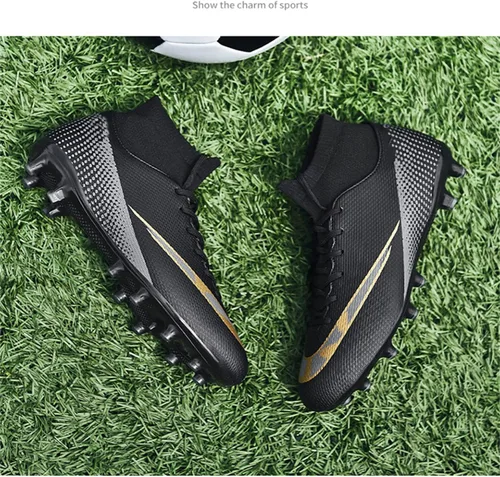 Vista 3 de MDPCX Zapatos de fútbol unisex competitivos para hombres y mujeres, para interiores y exteriores, botas de fútbol atlético, césped, equipo Mundial
