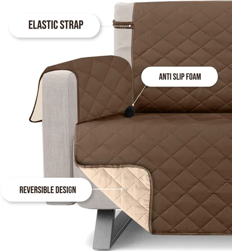 Vista 3 de Utopia Bedding - Funda reversible para sofá, resistente al agua, protector de muebles con tubos de espuma y correas elásticas para niños, perros