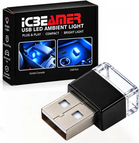 Vista 18 de ICBEAMER Paquete de 1 luz LED USB mini (rojo) Kit de iluminación de acento interior/nano para coche, enchufe directo, iluminación ambiental