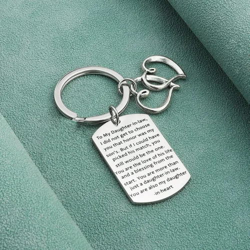Vista 2 de Llavero de regalo para nuera, para nuera, texto You are My Daughter in Heart, Diamante de imitación, circonita