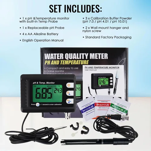Vista 7 de Medidor de temperatura de pH 2 en 1, monitor de pH del termómetro