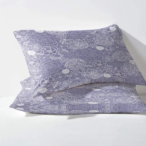 Vista 3 de Juego de sábanas de flores tamaño individual, sábanas florales moradas, sábanas y fundas de almohada estampadas de 3 piezas, sábana bajera ajustable