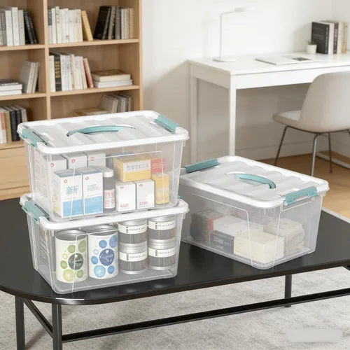 Vista 6 de Contenedores de almacenamiento apilables, contenedores de almacenamiento debajo de la cama con tapas, organizador de zapatos, contenedores