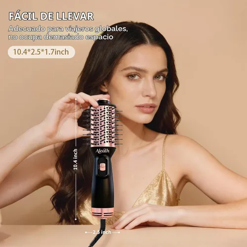 Vista 8 de Aleath Cepillo secador de pelo para viajes: regalos 2026 para mujeres - Pequeño cepillo de aire caliente con doble voltaje automático - Cepillo