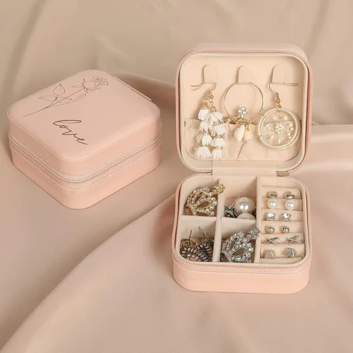 Vista 5 de Konelia Pequeño organizador de joyero, mini organizador portátil de joyería de viaje, caja de almacenamiento de anillos, aretes, collares, hijas