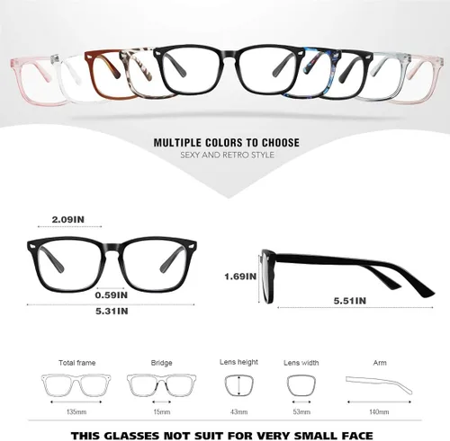 Vista 5 de WOWSUN Unisex Stylish Nerd Non-prescription Glasses, Clear Lens Eyeglasses Frames, Fake Glasses
