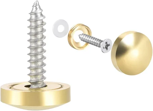 Vista 10 de uxcell Tornillos de espejo tapas decorativas cubierta clavos oro pulido 0.394 in 8pcs