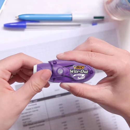 Vista 4 de BIC Wite-Out Mini Twist – Cinta correctora, 8 metros, paquete de 2 unidades de cinta correctora blanca, rápida, limpia y fácil de usar, resistente