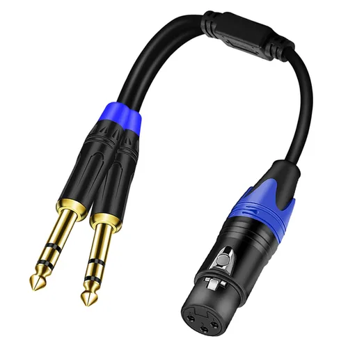 Vista 13 de Cable doble TRS a XLR hembra de 0.250 in para micrófono, mezclador, amplificador, 6.6 pies, cable de audio doble 1/4 TRS macho a XLR, cable