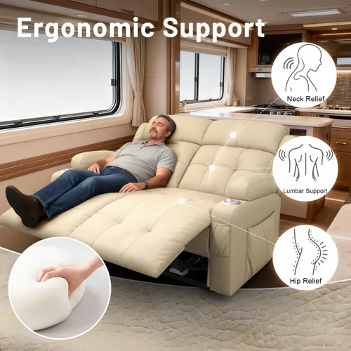 Vista 96 de Sofá de Dos Plazas Reclinable, Sofá Reclinable de Masaje con Gran Capacidad de Peso, Silla de Dos Plazas para RV en Liquidación con Consola, USB