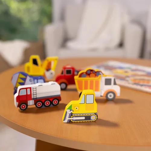 Vista 9 de Rompecabezas de madera de piezas grandes de vehículos de construcción Melissa & Doug (6 piezas) - Certificado FSC