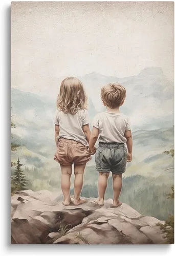Vista 21 de Decoración de pared para cuarto de bebé, decoración de habitación de niño y aventura, arte de pared de montaña en acuarela para niños, decoración
