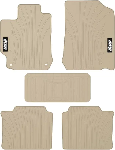 Vista 11 de IKON MOTORSPORTS, alfombrilla compatible con Toyota Camry 2012-2017, alfombrillas de nylon beige para el suelo del coche, delanteras y traseras