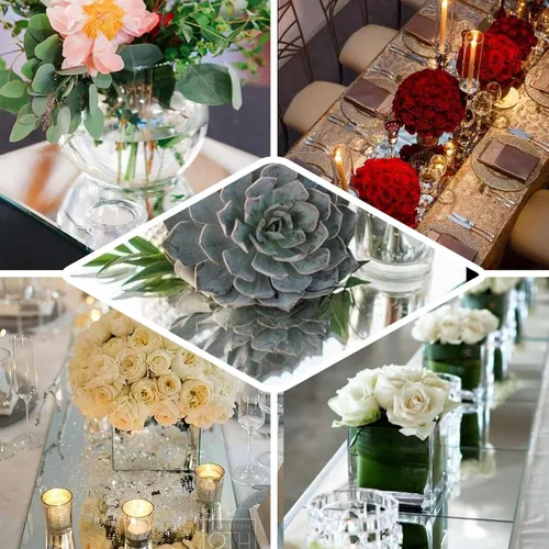 Vista 4 de Efavormart - Espejo cuadrado de cristal de 8 pulgadas, decoración de mesa para bodas, fiestas, centros de mesa, 6