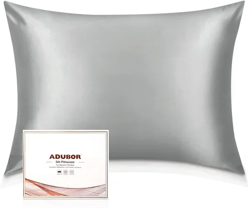 Vista 23 de Adubor Funda de almohada 100% de seda, fundas de almohada de seda de morera, 22 fibras de grado Momme 6A, funda de almohada de seda para la salud
