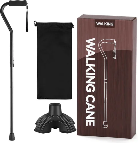 Vista 8 de Bastones florales para mujer, bastón plegable para estabilidad con base antideslizante, bastón ajustable para personas mayores, bastones plegables