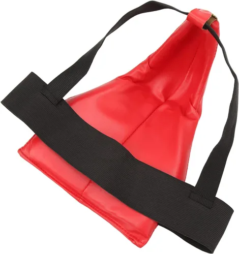 Vista 5 de Protector de ingle de boxeo, protector de entrepierna de boxeo rojo ajustable para artes marciales para niños y jóvenes (M)