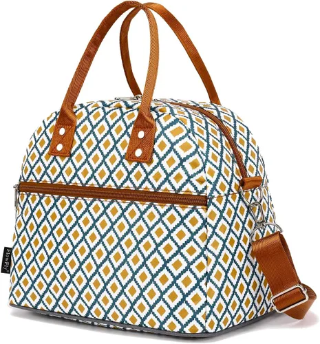 Vista 14 de FlowFly Fiambrera térmica con correa de hombro y asas para mujer, hombre y niños, amplia y reutilizable, congelable, bolso organizador de alimentos