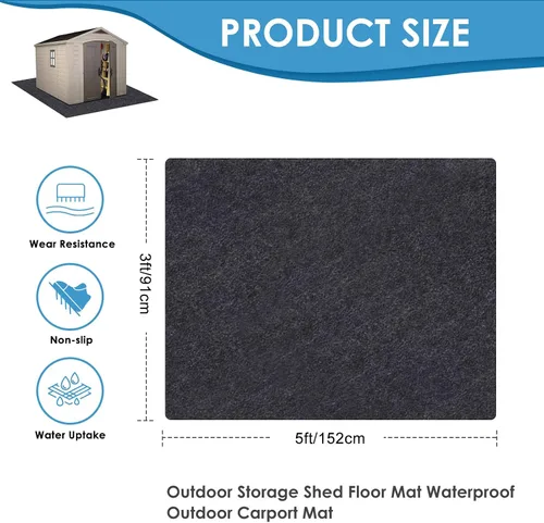 Vista 3 de Tapete para cobertizo para almacenamiento al aire libre, de material suave, impermeable, a prueba de polvo y lavable, para cochera al aire libre
