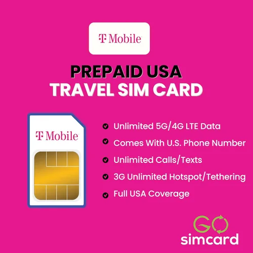 Vista 2 de T-Mobile Prepaid USA SIM Card (90 días) 5G/4G-LTE ilimitado de datos de alta velocidad/llamadas/textos () Tarjeta SIM prepagada para EE. UU. Uso