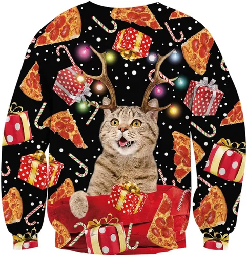 Vista 2 de Uideazone - Sudadera de manga larga para hombre y mujer, diseño de Navidad divertido y feísimo, con estampado gráfico digital en 3D