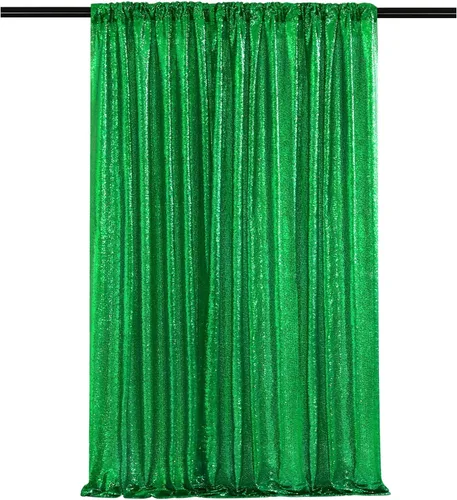 Vista 15 de Cortinas de fondo de lentejuelas con purpurina azul bebé, 2 piezas de 2 x 8 pies, telón de fondo de fiesta de baby shower para niños, hermosas