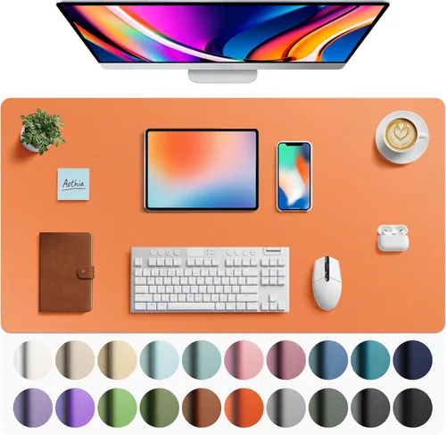 Vista 55 de Aothia - Protector de escritorio de cuero sintético grande, base antideslizante para mouse y superficie para escribir, impermeable, fácil de Agua