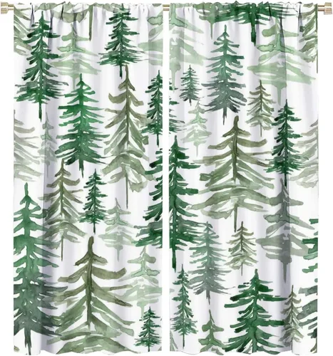 Vista 9 de Cortina de bosque neblinoso, bosque verde brumoso, paisaje natural, pino, alerce, niebla, montaña, oscurecimiento de habitación, puerta, ventana
