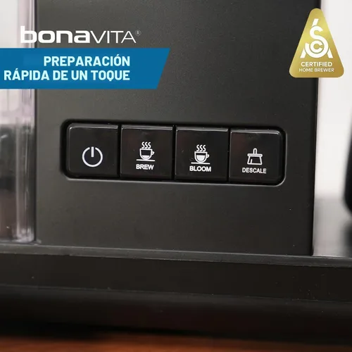 Vista 6 de Bonavita Enthusiast Cafetera de goteo de 8 tazas, para verter, máquina de café certificada SCA con jarra de vidrio, panel de acero inoxidable Negro